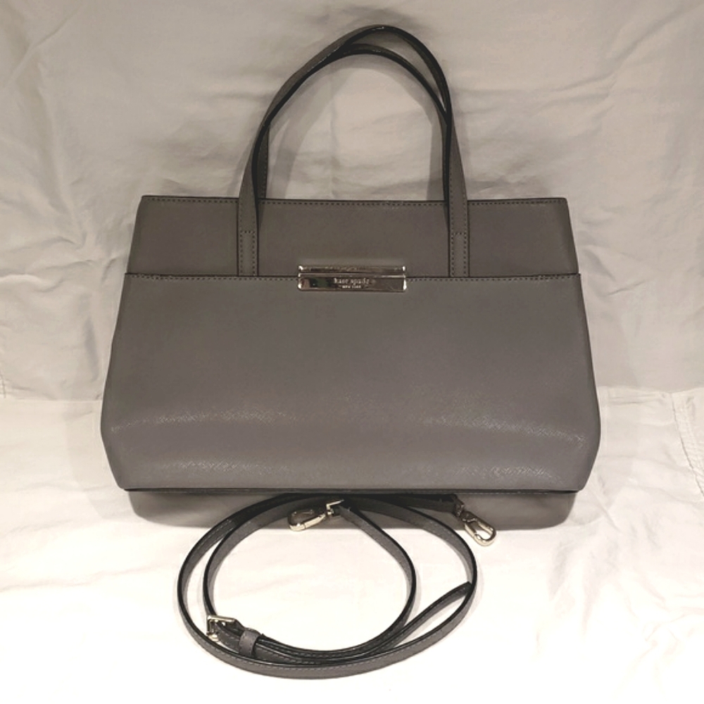 kate spade gray Maiden Way Saffiano Zuri Satchel handbag purse Leather